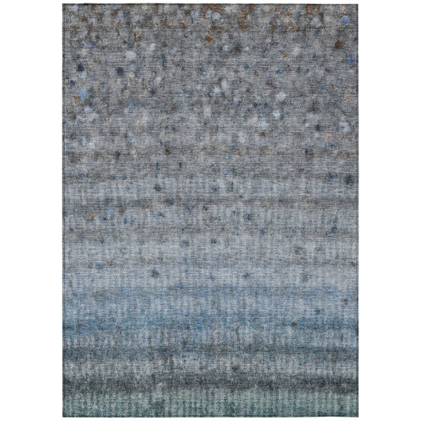HomeRoots 9' Blue and Gray Striped Washable Area Rug - Durable, Stain-Resistant Indoor/Outdoor Decor Solution 658961