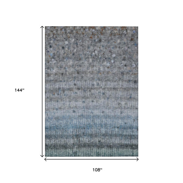 HomeRoots 9' Blue and Gray Striped Washable Area Rug - Durable, Stain-Resistant Indoor/Outdoor Decor Solution 658961