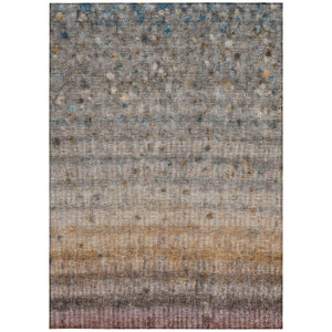 HomeRoots 8' X 10' Gray and Copper Striped Washable Area Rug - Stylish, Durable, Indoor/Outdoor Décor Essential 658966