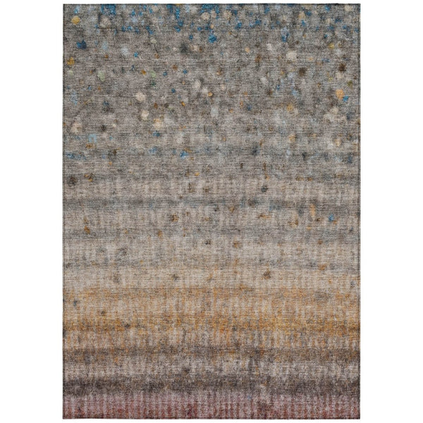 HomeRoots 8' X 10' Gray and Copper Striped Washable Area Rug - Stylish, Durable, Indoor/Outdoor Décor Essential 658966