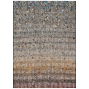 HomeRoots 8' X 10' Gray and Copper Striped Washable Area Rug - Stylish, Durable, Indoor/Outdoor Décor Essential 658966