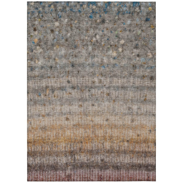 HomeRoots 8' X 10' Gray and Copper Striped Washable Area Rug - Stylish, Durable, Indoor/Outdoor Décor Essential 658966
