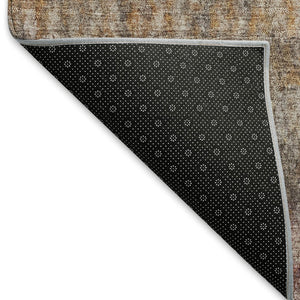 HomeRoots 8' X 10' Gray and Copper Striped Washable Area Rug - Stylish, Durable, Indoor/Outdoor Décor Essential 658966