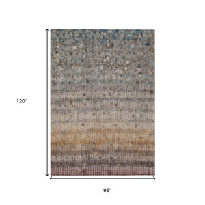 HomeRoots 8' X 10' Gray and Copper Striped Washable Area Rug - Stylish, Durable, Indoor/Outdoor Décor Essential 658966