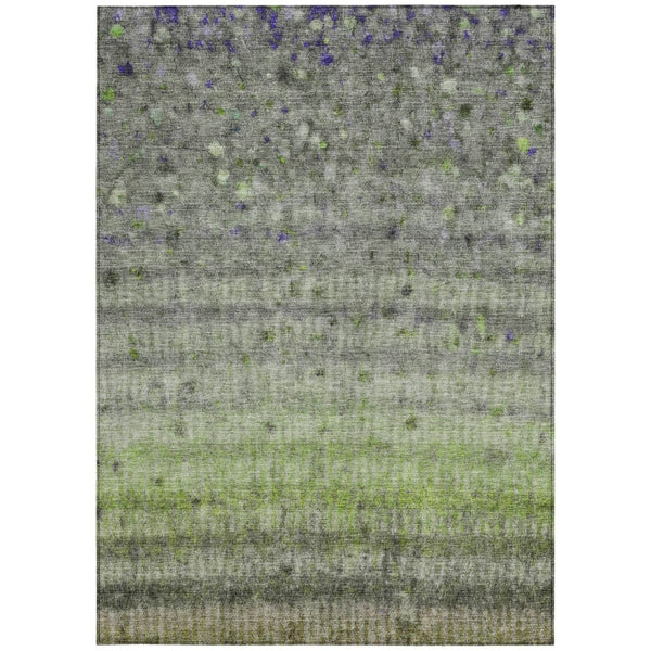 HomeRoots 10' Green and Gray Striped Washable Area Rug - Durable Indoor/Outdoor Design for Easy Care & Style 658974