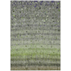 HomeRoots 10' Green and Gray Striped Washable Area Rug - Durable Indoor/Outdoor Design for Easy Care & Style 658974
