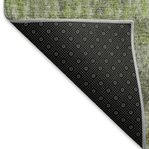 HomeRoots 10' Green and Gray Striped Washable Area Rug - Durable Indoor/Outdoor Design for Easy Care & Style 658974