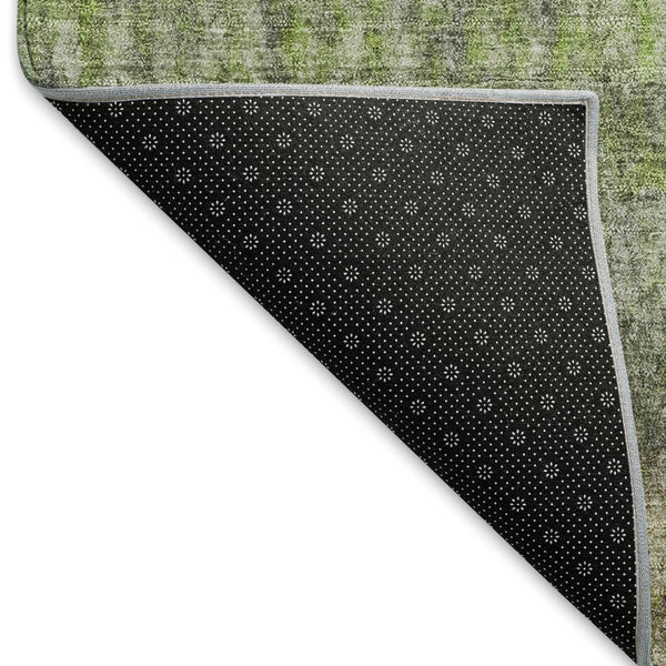 HomeRoots 10' Green and Gray Striped Washable Area Rug - Durable Indoor/Outdoor Design for Easy Care & Style 658974