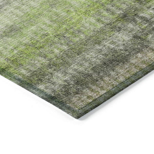 HomeRoots 10' Green and Gray Striped Washable Area Rug - Durable Indoor/Outdoor Design for Easy Care & Style 658974