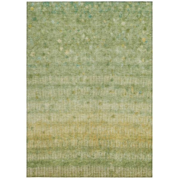 HomeRoots 5' Sage and Gold Striped Washable Area Rug – Versatile Indoor/Outdoor Design, Stain-Resistant & Easy Care 658976