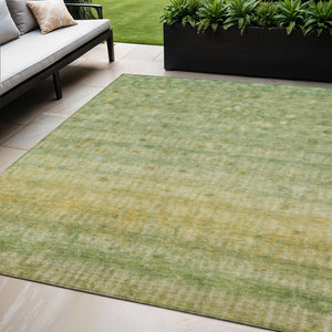 HomeRoots 5' Sage and Gold Striped Washable Area Rug – Versatile Indoor/Outdoor Design, Stain-Resistant & Easy Care 658976