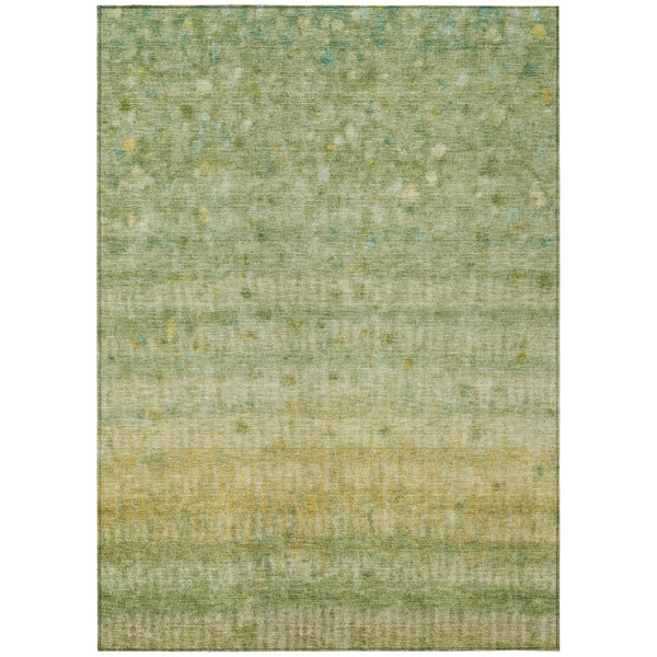 HomeRoots 5' Sage and Gold Striped Washable Area Rug – Versatile Indoor/Outdoor Design, Stain-Resistant & Easy Care 658976