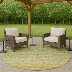 HomeRoots 8' Sage and Gold Striped Washable Area Rug - Stylish, Durable, and Perfect for Indoor & Outdoor Spaces! 658977
