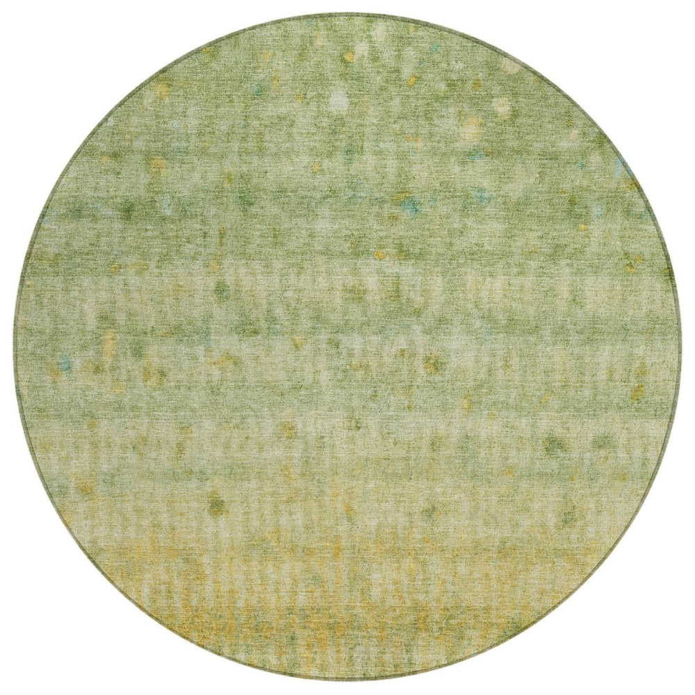 HomeRoots 8' Sage and Gold Striped Washable Area Rug - Stylish, Durable, and Perfect for Indoor & Outdoor Spaces! 658977
