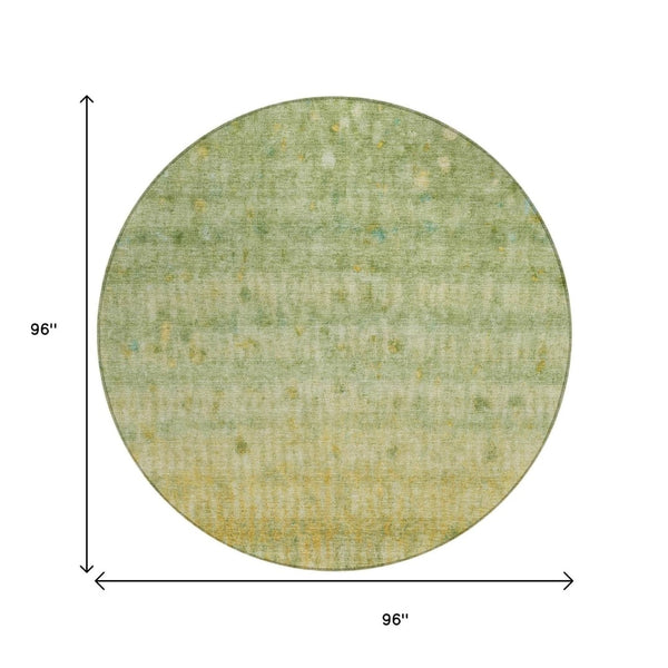 HomeRoots 8' Sage and Gold Striped Washable Area Rug - Stylish, Durable, and Perfect for Indoor & Outdoor Spaces! 658977