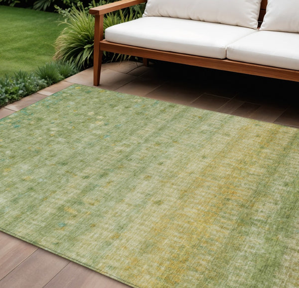 HomeRoots 10' Sage and Gold Striped Washable Area Rug - Durable, Stylish Décor for Indoor & Outdoor Spaces 658980