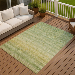 HomeRoots 10' Sage and Gold Striped Washable Area Rug - Durable, Stylish Décor for Indoor & Outdoor Spaces 658980