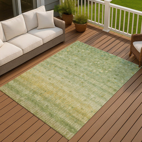 HomeRoots 10' Sage and Gold Striped Washable Area Rug - Durable, Stylish Décor for Indoor & Outdoor Spaces 658980