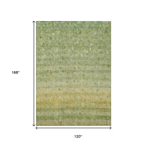 HomeRoots 10' Sage and Gold Striped Washable Area Rug - Durable, Stylish Décor for Indoor & Outdoor Spaces 658980