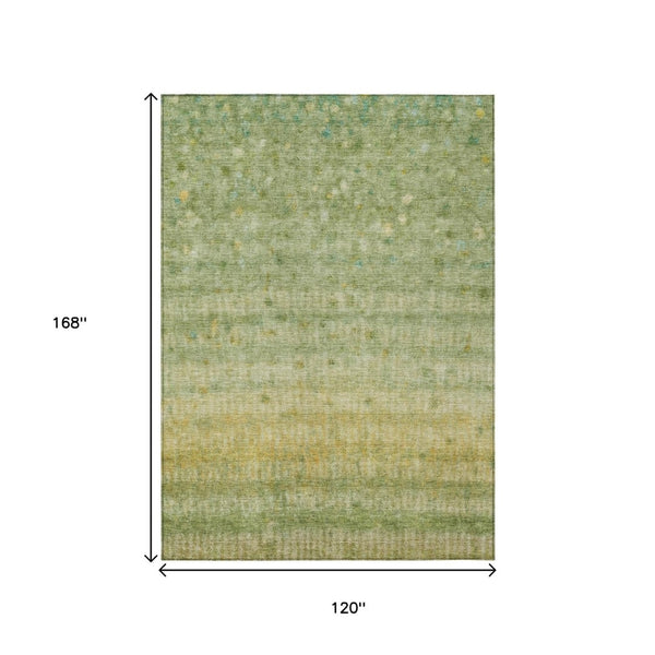 HomeRoots 10' Sage and Gold Striped Washable Area Rug - Durable, Stylish Décor for Indoor & Outdoor Spaces 658980
