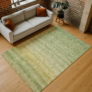 HomeRoots 10' Sage and Gold Striped Washable Area Rug - Durable, Stylish Décor for Indoor & Outdoor Spaces 658980