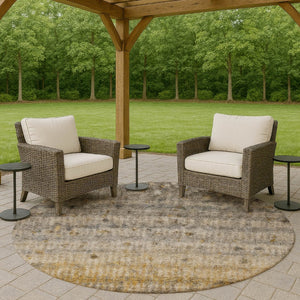HomeRoots 8' Taupe and Gold Striped Washable Area Rug - Durable, Stylish Indoor/Outdoor Rug for Busy Homes 658983