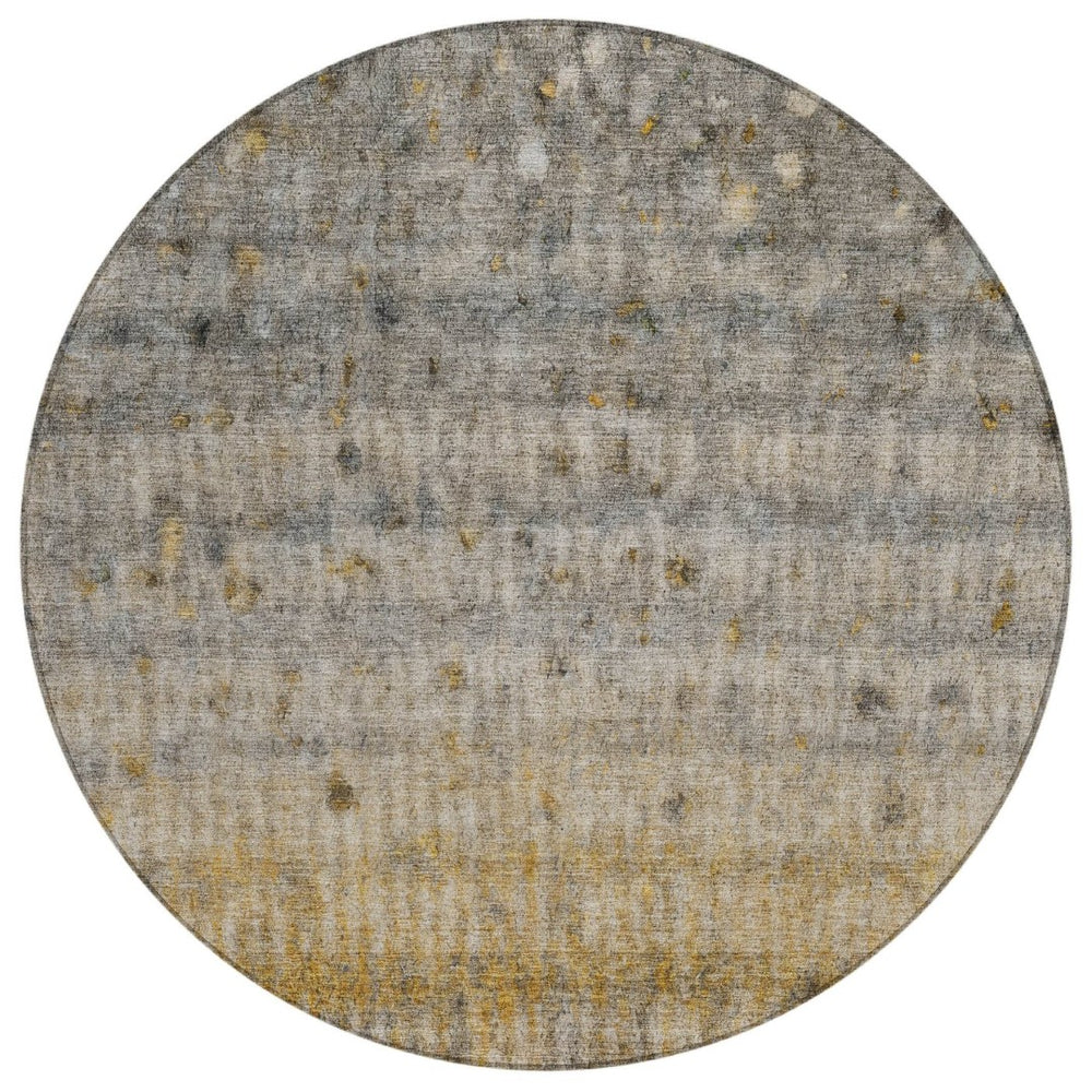 HomeRoots 8' Taupe and Gold Striped Washable Area Rug - Durable, Stylish Indoor/Outdoor Rug for Busy Homes 658983
