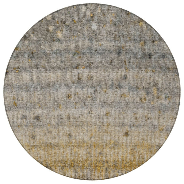 HomeRoots 8' Taupe and Gold Striped Washable Area Rug - Durable, Stylish Indoor/Outdoor Rug for Busy Homes 658983