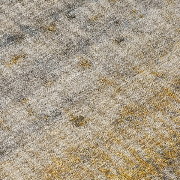 HomeRoots 8' Taupe and Gold Striped Washable Area Rug - Durable, Stylish Indoor/Outdoor Rug for Busy Homes 658983