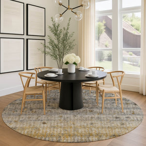 HomeRoots 8' Taupe and Gold Striped Washable Area Rug - Durable, Stylish Indoor/Outdoor Rug for Busy Homes 658983