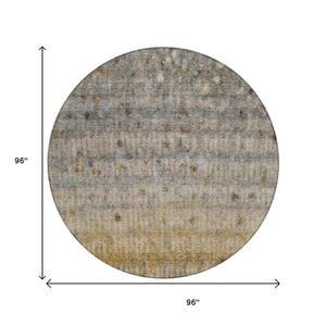 HomeRoots 8' Taupe and Gold Striped Washable Area Rug - Durable, Stylish Indoor/Outdoor Rug for Busy Homes 658983