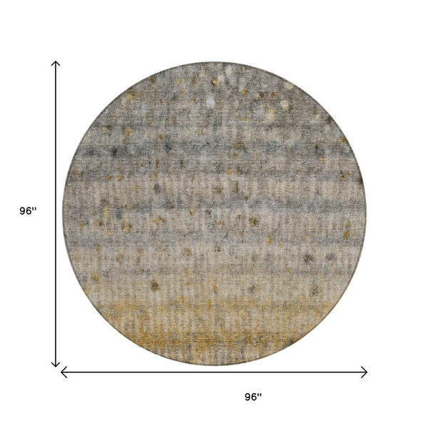 HomeRoots 8' Taupe and Gold Striped Washable Area Rug - Durable, Stylish Indoor/Outdoor Rug for Busy Homes 658983