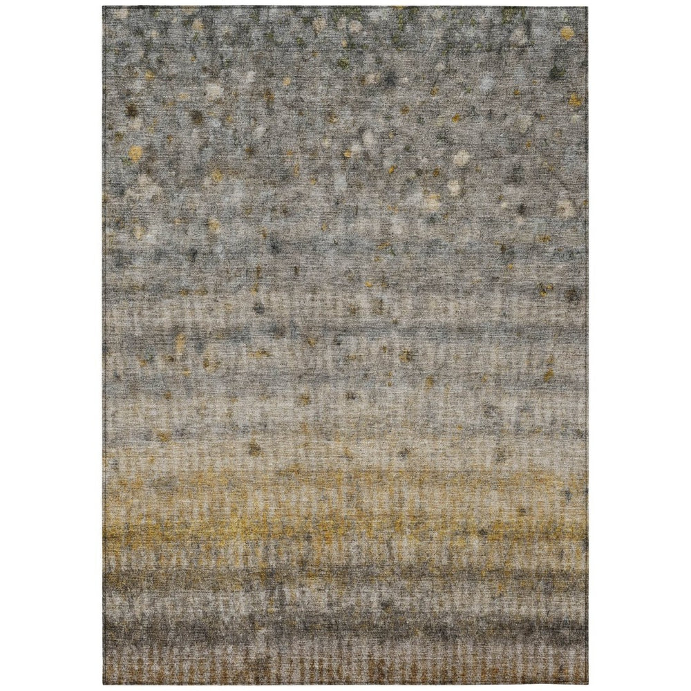 HomeRoots 8' Taupe and Gold Striped Washable Area Rug - Durable Indoor/Outdoor Design for Stylish Spaces 658984