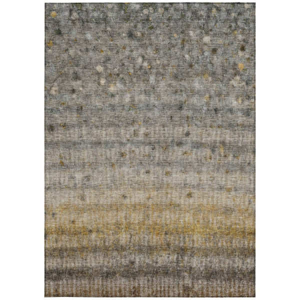 HomeRoots 10' Taupe and Gold Striped Area Rug - Durable, Washable Indoor Outdoor Design for High-Traffic Spaces 658986