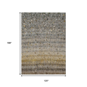 HomeRoots 10' Taupe and Gold Striped Area Rug - Durable, Washable Indoor Outdoor Design for High-Traffic Spaces 658986