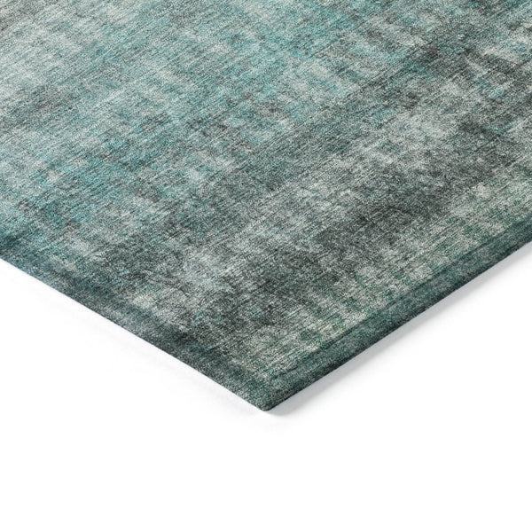 HomeRoots 8' Teal Blue and Gray Striped Round Area Rug - Washable, Durable, Stylish for Indoor & Outdoor Use 658989