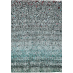HomeRoots 8' X 10' Teal Blue & Gray Striped Area Rug - Stylish, Durable, Washable for Indoor & Outdoor Use! 658990