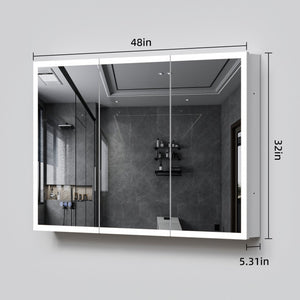 English Elm Led Lighted Medicine Cabinet With Anti-Fog Mirror, Adjustable Brightness & 3 Color Temperatures W3735P374361