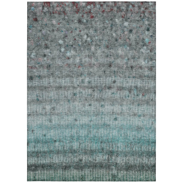 HomeRoots 10' Teal Blue and Gray Striped Area Rug – Washable, Durable, Indoor/Outdoor, Perfect for High Traffic! 658992