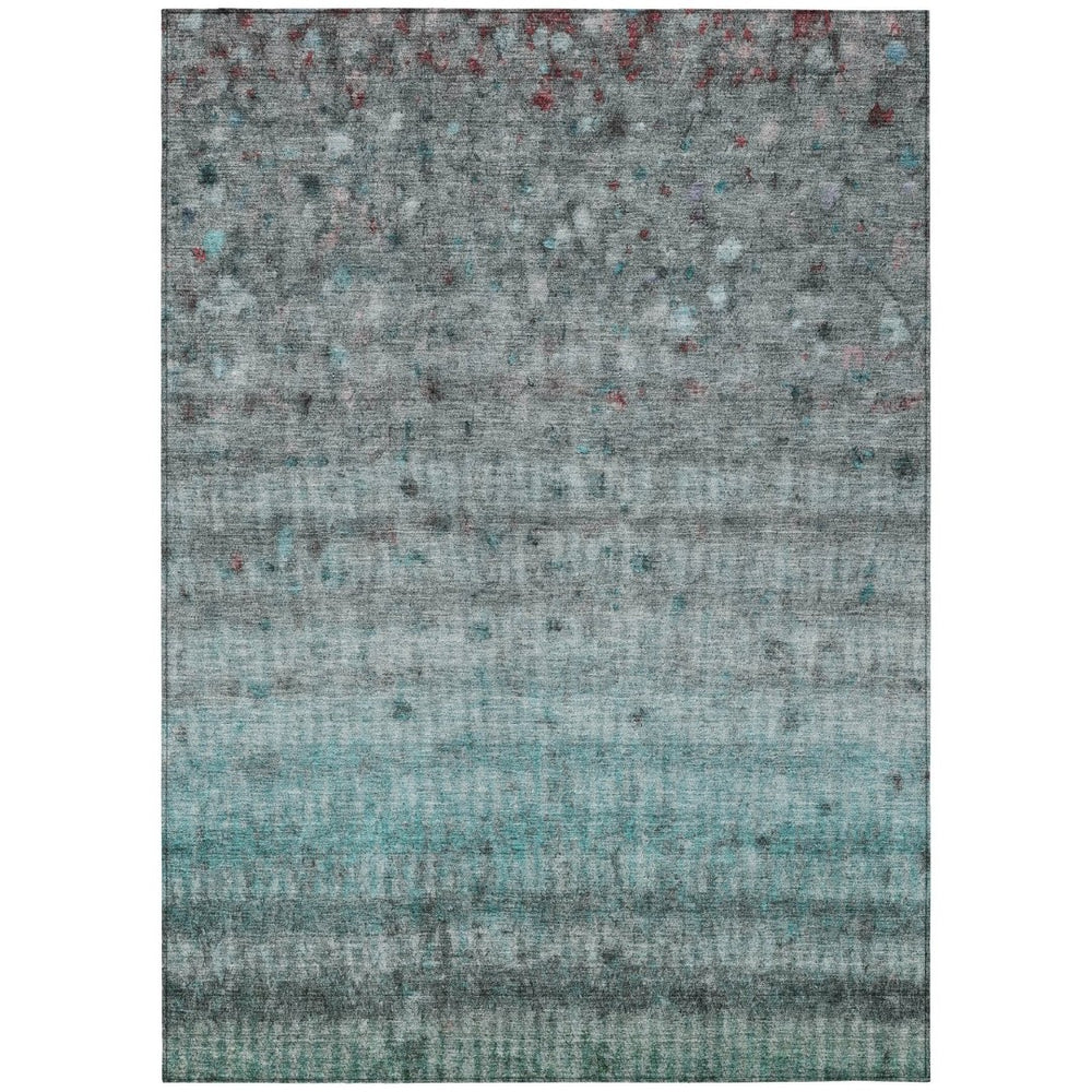 HomeRoots 10' Teal Blue and Gray Striped Area Rug – Washable, Durable, Indoor/Outdoor, Perfect for High Traffic! 658992