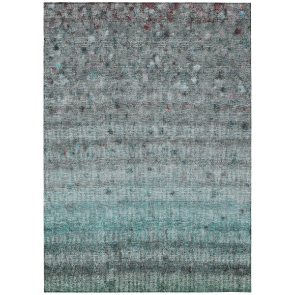 HomeRoots 10' Teal Blue and Gray Striped Area Rug – Washable, Durable, Indoor/Outdoor, Perfect for High Traffic! 658992