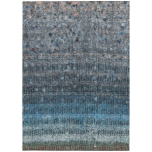 HomeRoots 5' Blue and Gray Striped Washable Area Rug – Durable, Stylish, Indoor/Outdoor, Easy-Care Solution! 658994