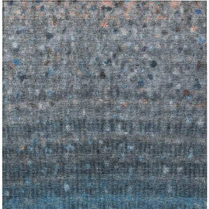 HomeRoots 5' Blue and Gray Striped Washable Area Rug – Durable, Stylish, Indoor/Outdoor, Easy-Care Solution! 658994