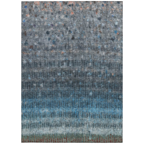 HomeRoots 10' Blue and Gray Striped Washable Area Rug - Durable Indoor/Outdoor Style for High-Traffic Spaces 658998