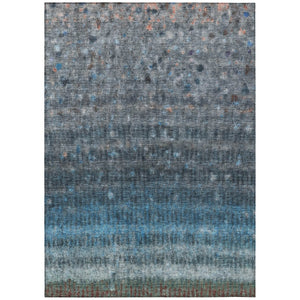 HomeRoots 10' Blue and Gray Striped Washable Area Rug - Durable Indoor/Outdoor Style for High-Traffic Spaces 658998