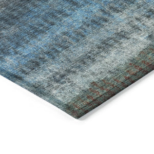 HomeRoots 10' Blue and Gray Striped Washable Area Rug - Durable Indoor/Outdoor Style for High-Traffic Spaces 658998