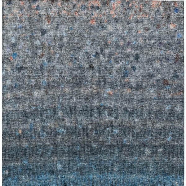 HomeRoots 10' Blue and Gray Striped Washable Area Rug - Durable Indoor/Outdoor Style for High-Traffic Spaces 658998