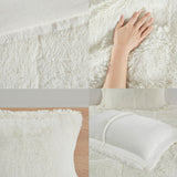 Intelligent Design Malea Glam/Luxury Shaggy Long Fur Comforter Mini Set ID10-1701 Ivory