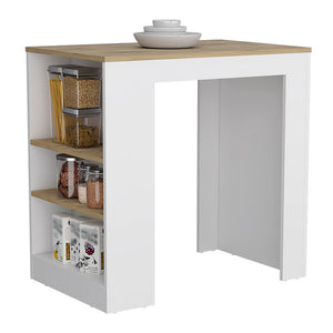 English Elm Harlan Kitchen Island Counter Height White/Macadamia with 23.2"x36.2" Top and 3 Open Side Shelves B128P148714