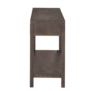 English Elm U_Style Modern Ash Veneer Console Table With Striped Design, 2 Drawers & Open Shelf For Stylish Storage N711P230810D-GIGA